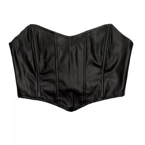 Princess Polly Black Faux Leather Crop Corset Top Womens Size 6 Goth Bikercore